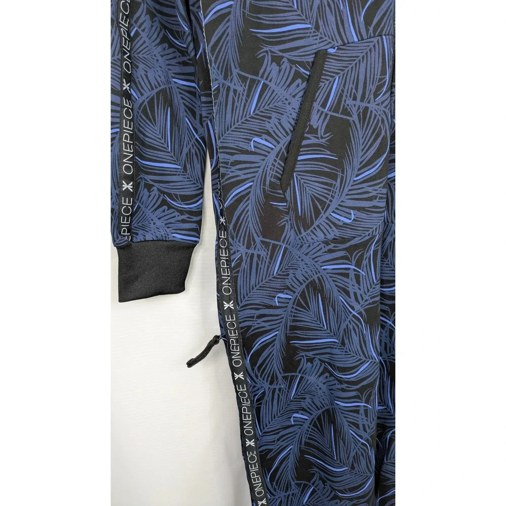 OnePiece Norwegian Original Jumpsuit Medium Blue Leaf Hooded Zip One Piece - Picture 13 of 16